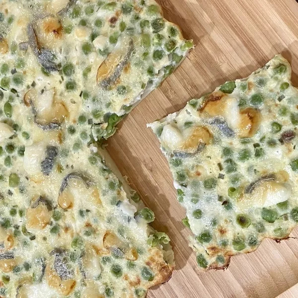 Clafoutis de petits pois au chèvre et à la menthe 