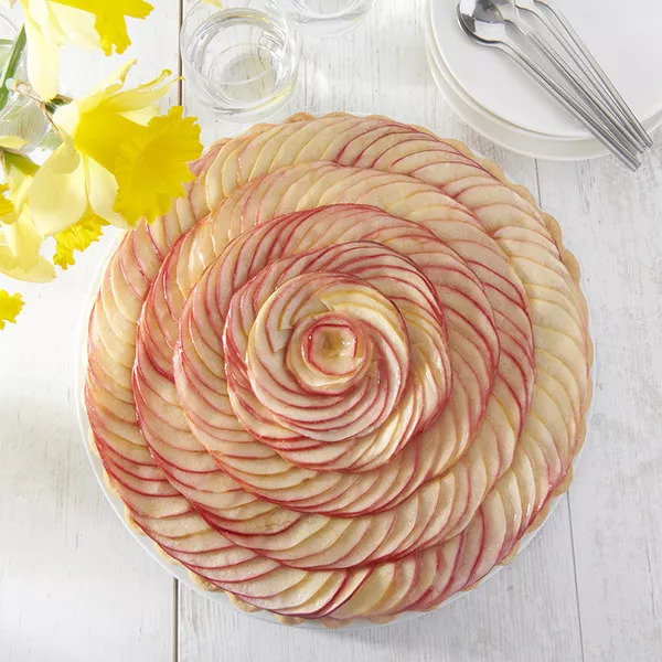 Tarte aux pommes en bouton de rose