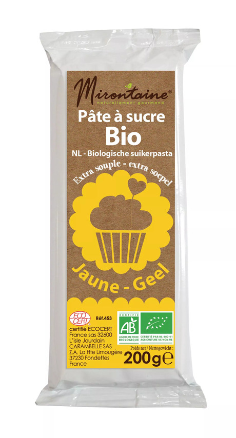 Pâte à sucre jaune bio 200g