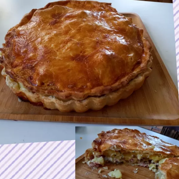 Tourte aux pommes de terre jambon et champignons