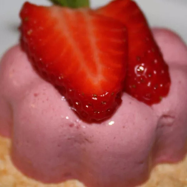 bavarois framboise sur fond de dacquoise