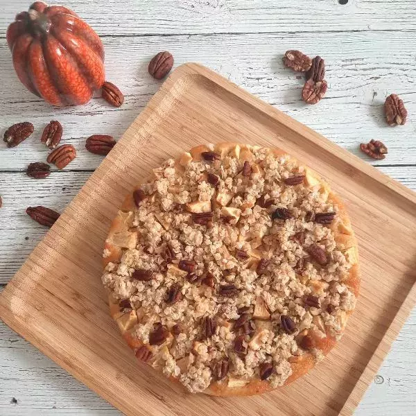 Gâteau crumble pommes et noix de pécan