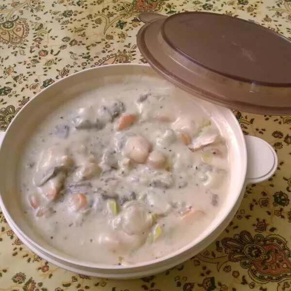 Blanquette de saumon aux gambas