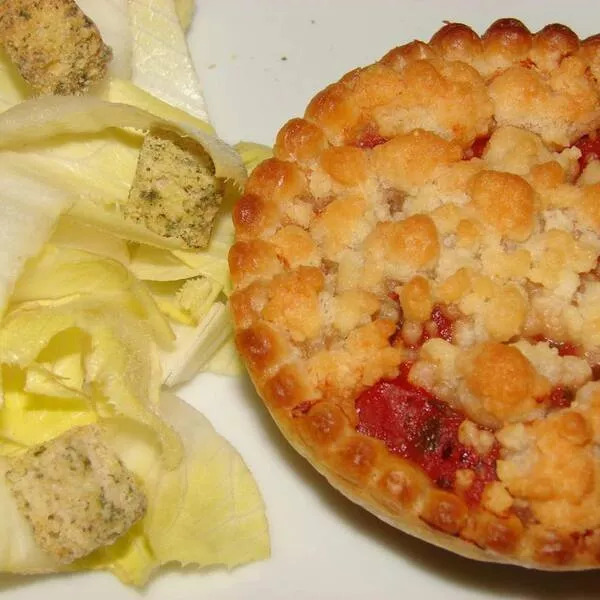 Tartelettes cabillaud tomate et crumble de parmesan