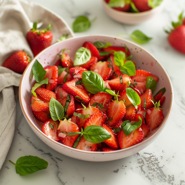 Salade de fraises au basilic