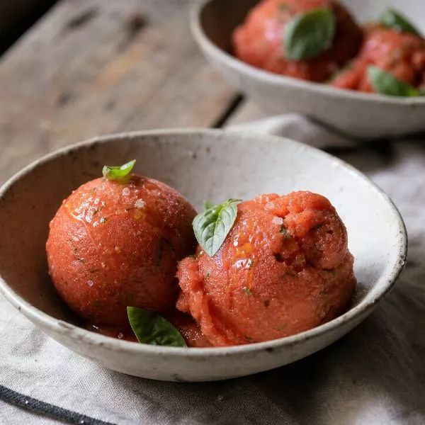 Sorbet tomate basilic