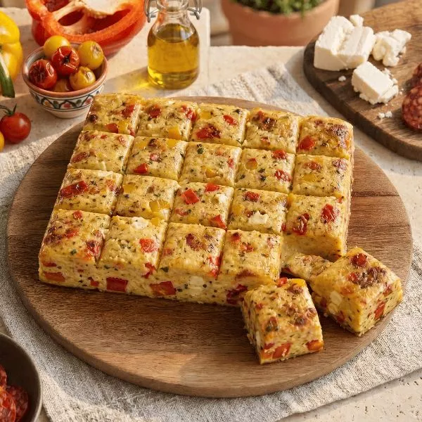 Flan poivron, feta et chorizo