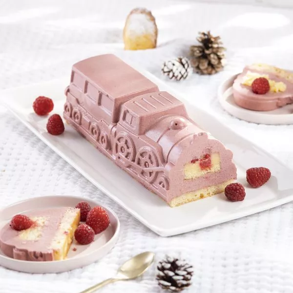 Bûche train framboise citron