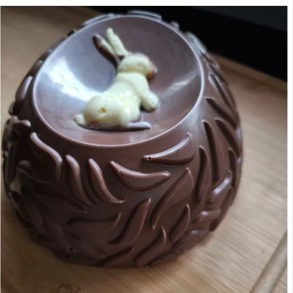 Demi Oeuf au chocolat et son lapin blanc