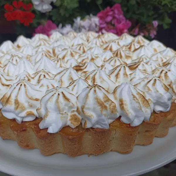 Tarte fraises rhubarbe meringuée