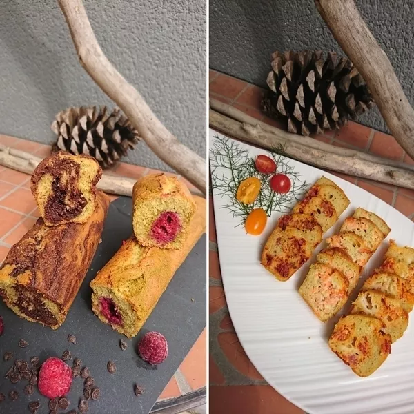 3 cakes salés et 2 cakes sucrés en même temps