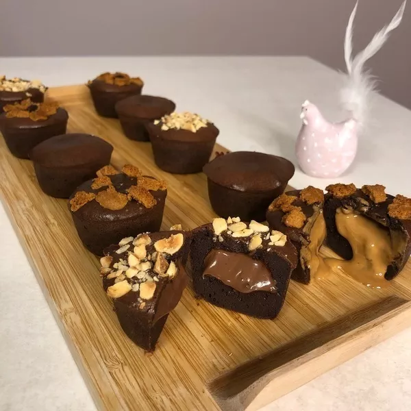 Moelleux au chocolat coeur spéculoos et pâte à tartiner