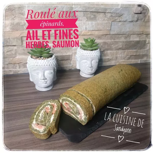 Roulé épinards, boursin et saumon fumé