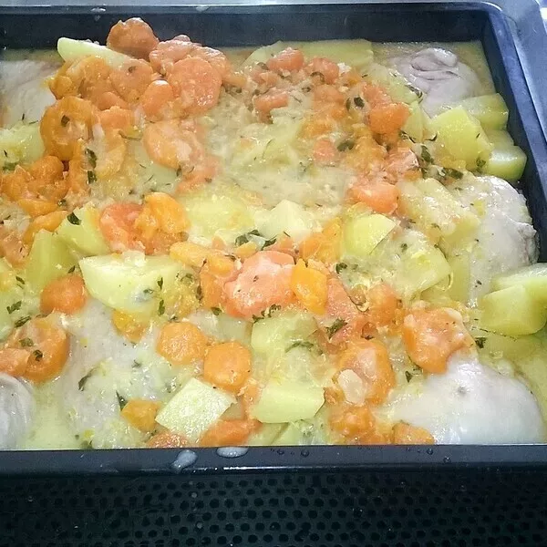 cuisse de poulet au légumes
