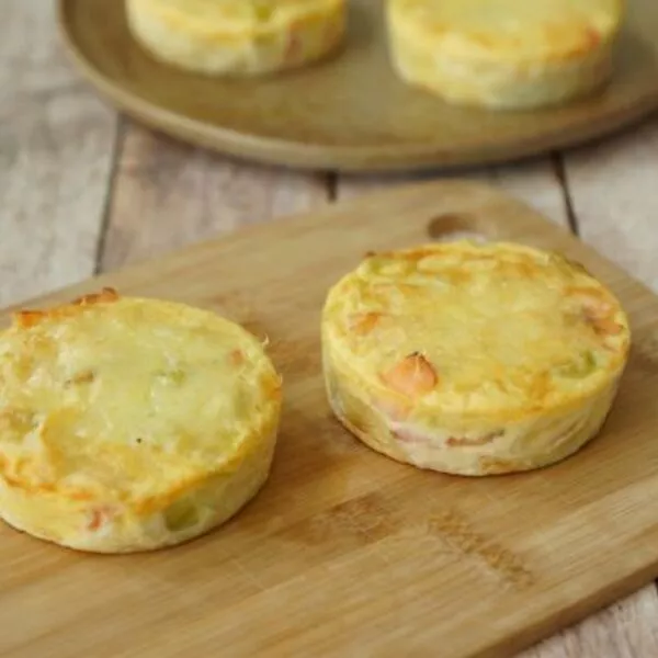 Quiches sans pâte individuelles saumon fumé/poireaux