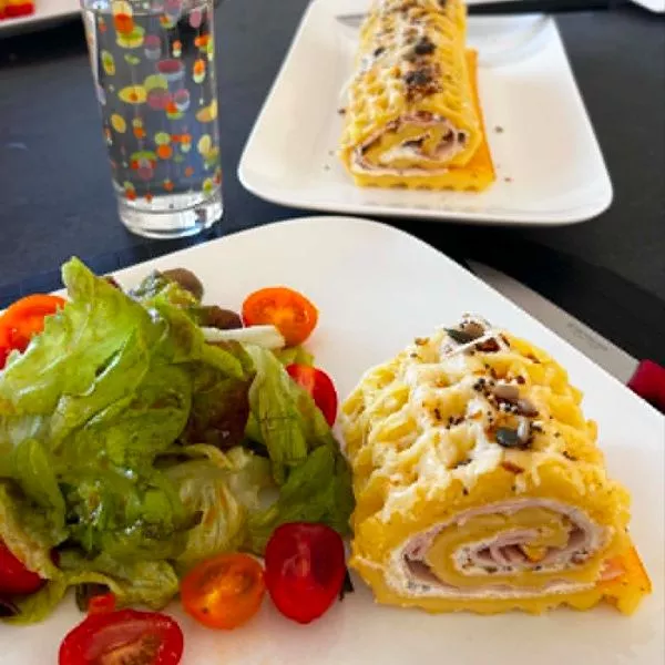 Crêpe roulée jambon fromage