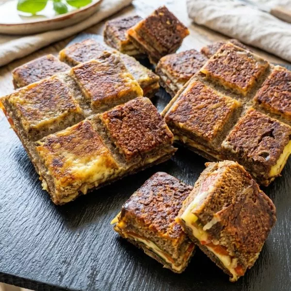 Croque monsieur au pain de seigle et légumes