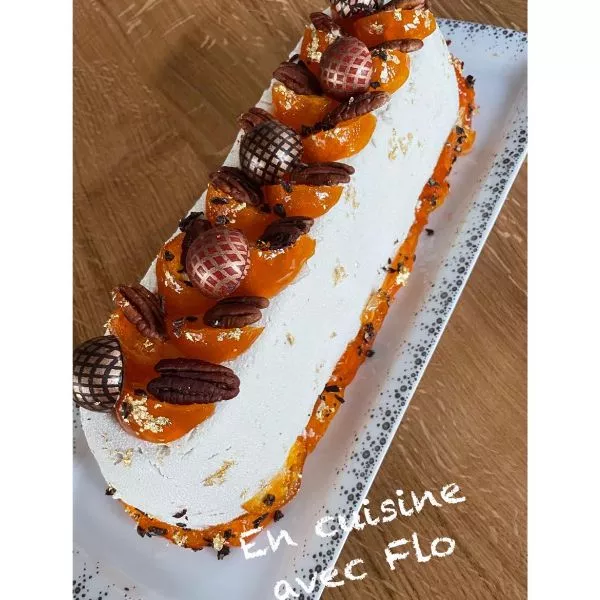 Bûche mandarine/praliné pécan