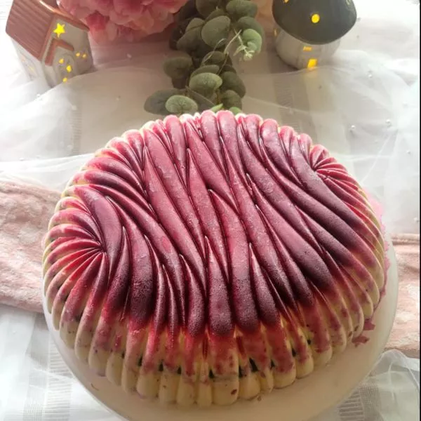 entremet fruits rouge mangue pistache