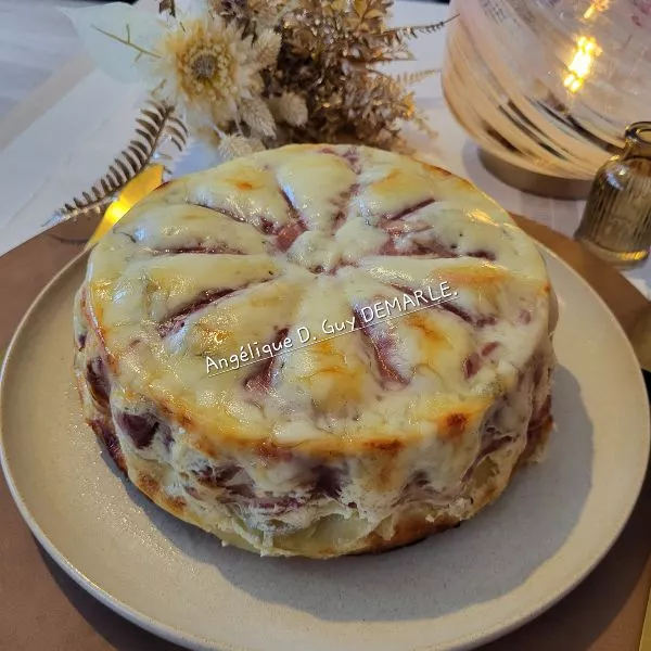 Gâteau de pommes de terre au Morbier et à la Coppa