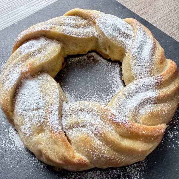 Couronne tressée pommes, poire, cannelle - Chez Nanou