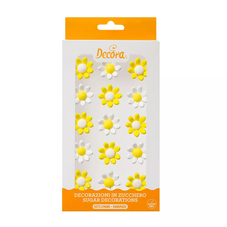 Décors en sucre marguerite blanche et jaune
