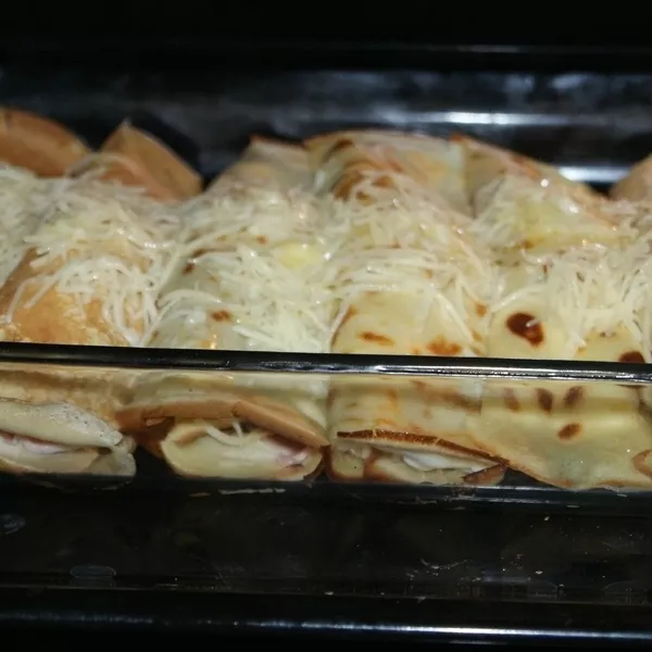 Crêpes Jambon Fromage gratinées au four