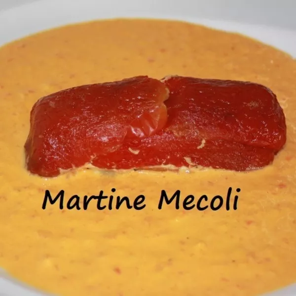 Terrines de lotte en habit rouge et leur sauce au vin rosé et poivron rouge 